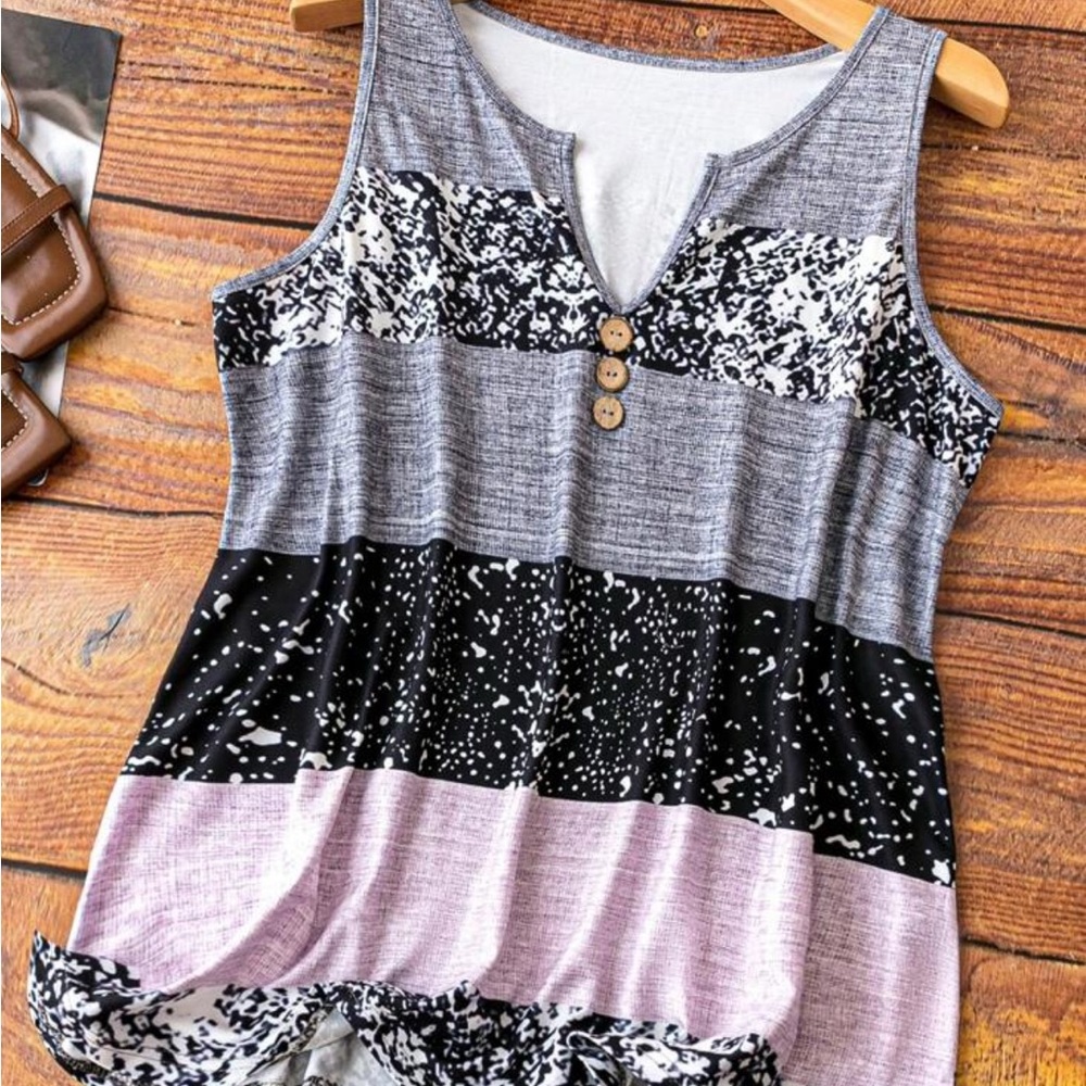 SHEIN EMERY ROSE Plus size color block women's pink tank top